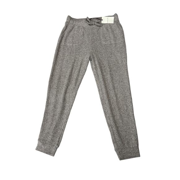 Awhile NWT Women's Kaela Waffle Knit Pants M Grey Stretch Lounge Casual Joggers - Picture 1 of 7
